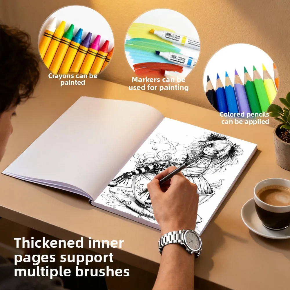New Hot Selling A4 Crazy Weird Pattern Adult Coloring Book Easy Doodle Drawing Fill-in Book