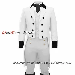 Men's 3-piece Suit Wedding Groom's Tuxedo Complete Suit Elegant Men's Blazer Party Dress (Jacket Pants Vest) XS-5XL