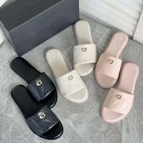New Versatile Fashion Flat Casual One-word Slippers Seaside Vacation Sandals Slippers Women Shoes