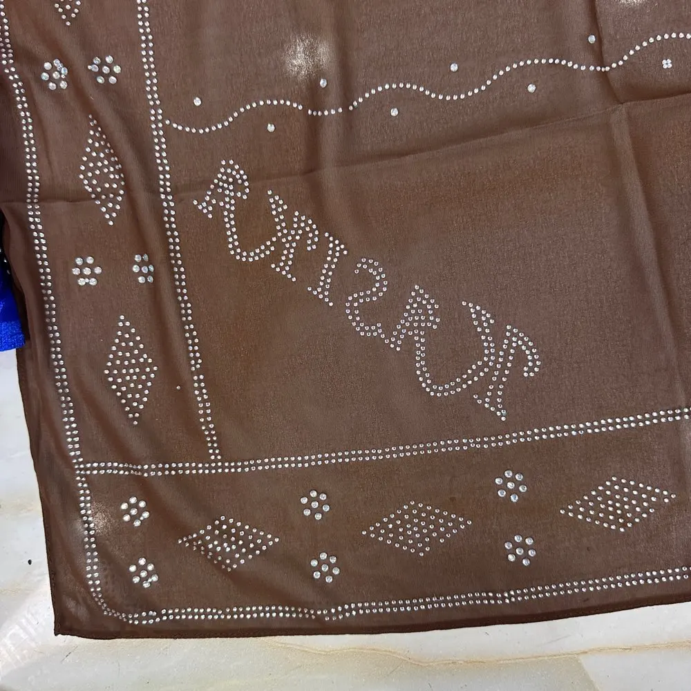 2025 kleine 70x180 cm chiffon Nieuwe Afrikaanse Netto Hijab Sjaal Voor Moslimvrouwen Afrikaanse Dubai Islam Hoofddoek Borduren sjaals