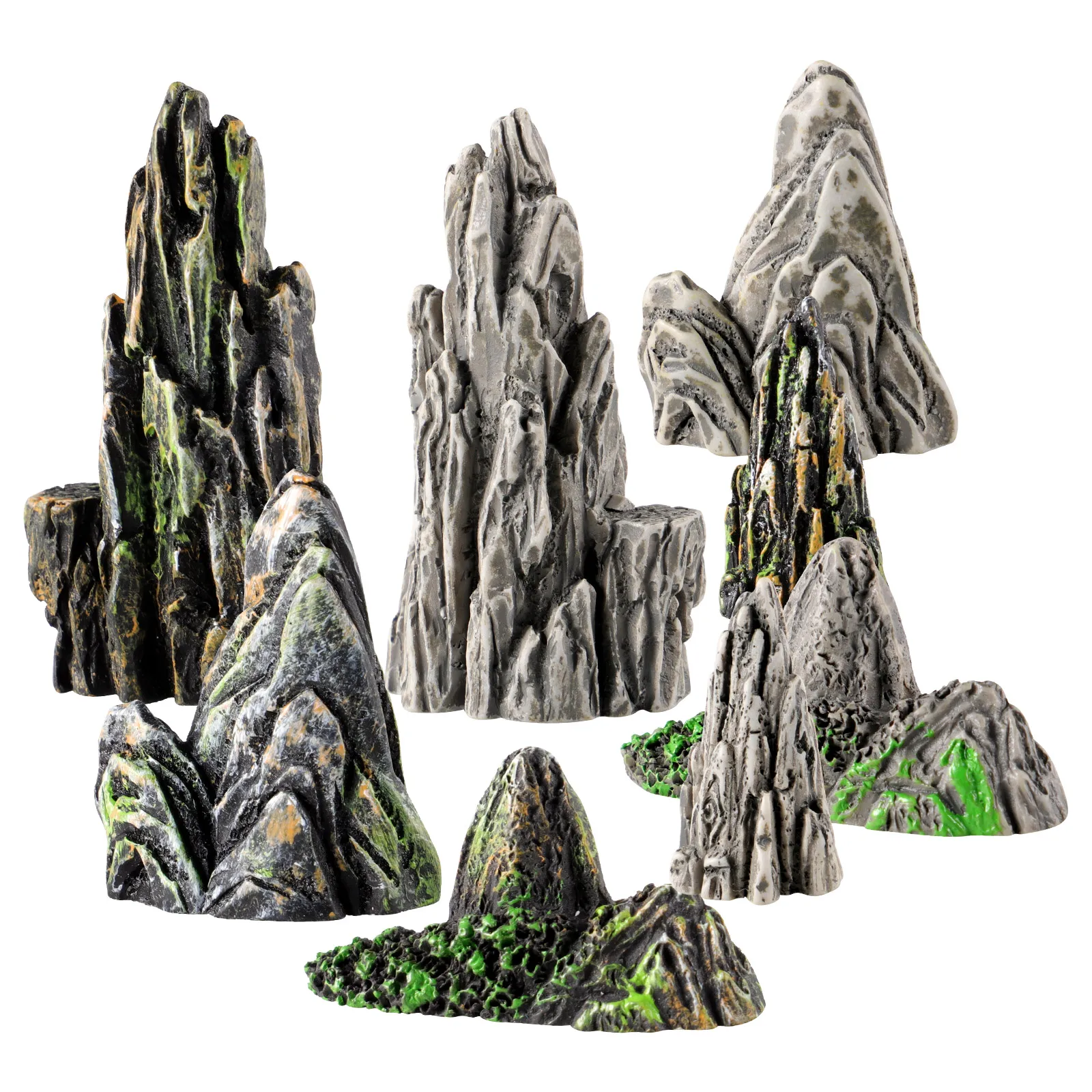 

8pcs Simulated Rockery Ornaments Resin Bonsai Decorations Aquarium Garden Small Rockeries Desk Room Sand