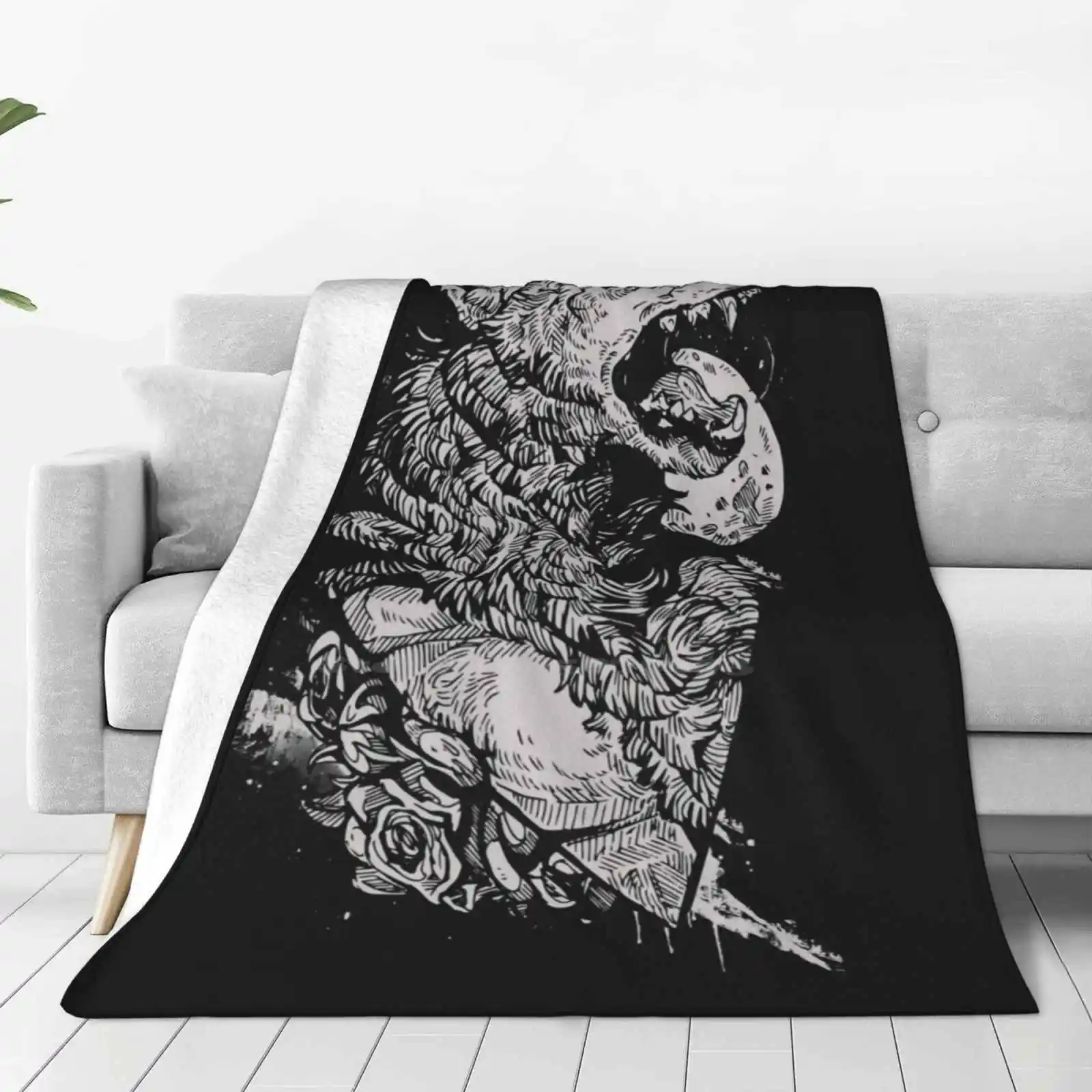 Werewolf Therewolf Soft Warm Throw Blanket Werewolf Ink Tattoo