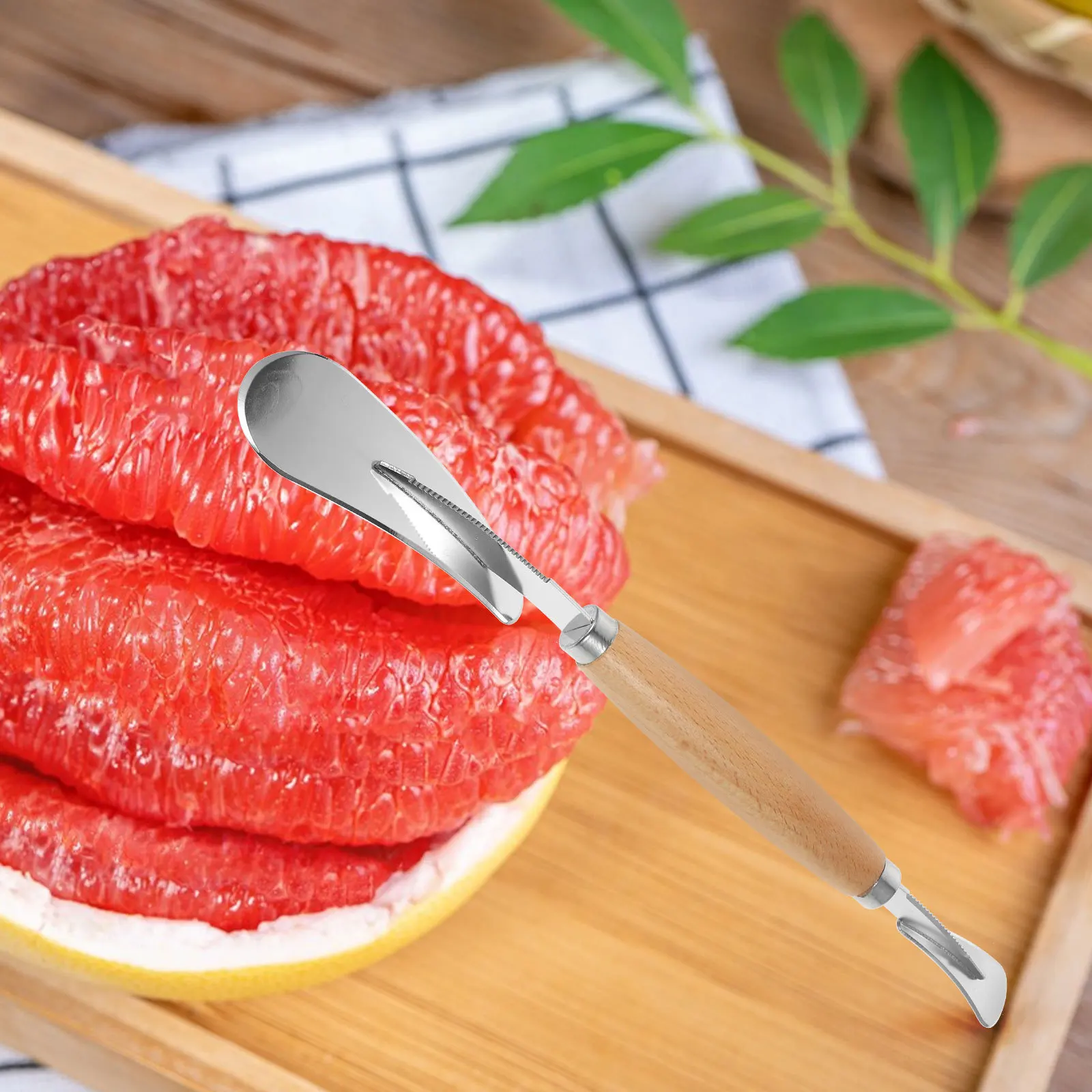 

Grapefruit Peeler Fruit Opener Kitchen Gadget Double-Ended Wooden Handle Citrus Peeler Orange Peeling Tool Household Fruit