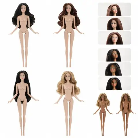 Girls Toy European Supermodel Nude Doll Curly Hair Dark Skin 1/6 Doll Model 32cm Dress Up Action Figure Body Doll Accessories
