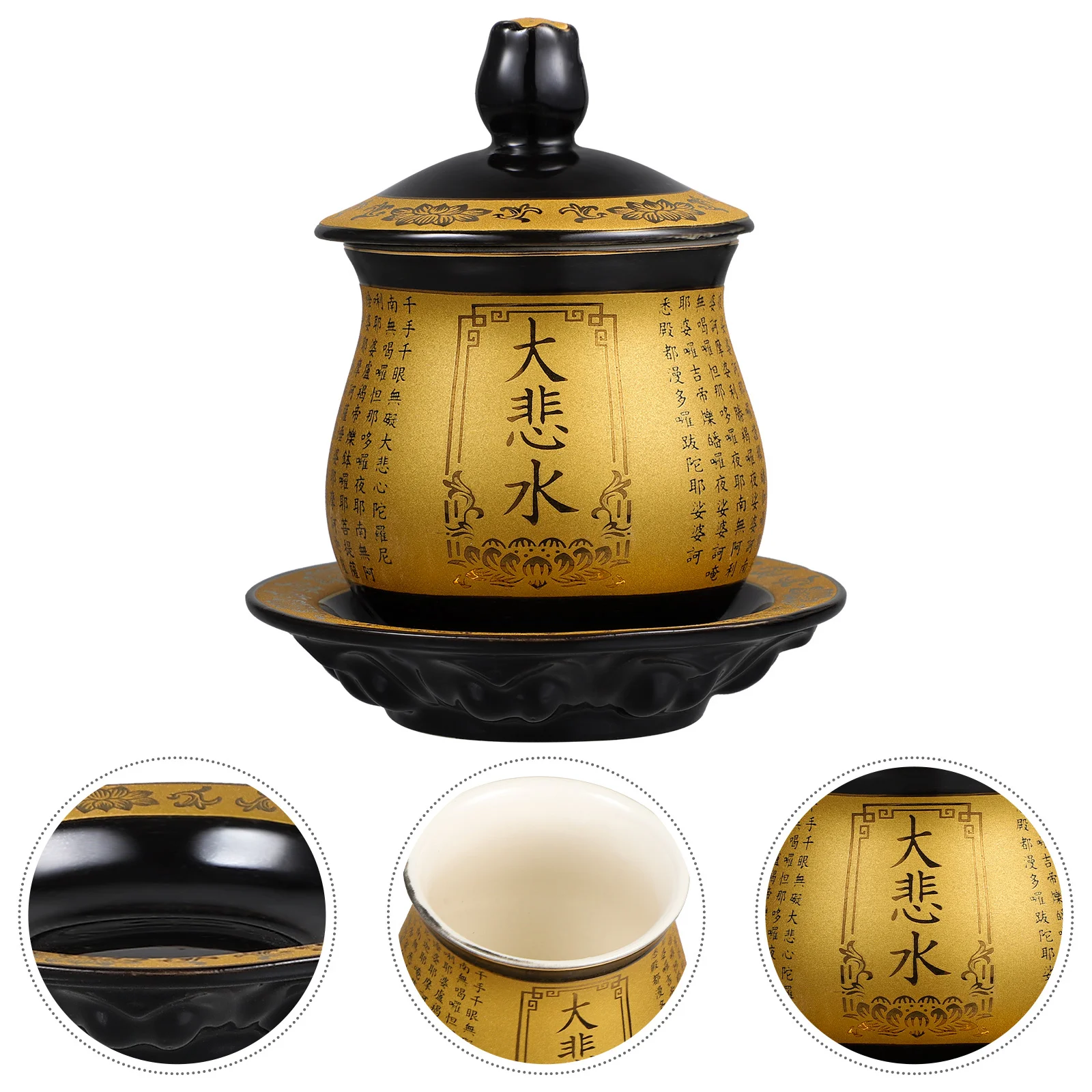 

Buddhist Water Offering Cup Ceramic Copper Tray Ritual Supply Buddhist Worship Decoration Water Offering Cup