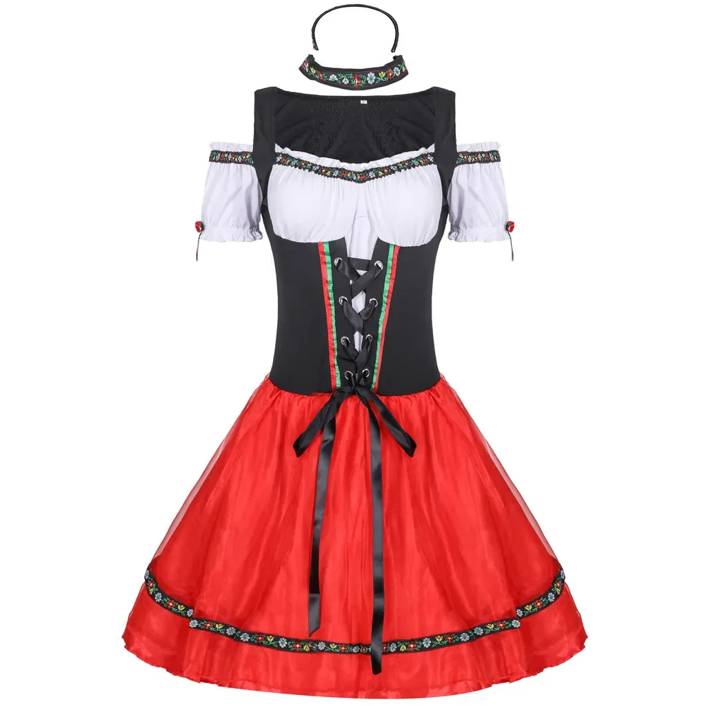 Disfraz de Oktoberfest Dirndl para mujer, vestido de dama de cerveza alemana, taberna, traje de camarera, Cosplay de Halloween, fiesta de fantasía