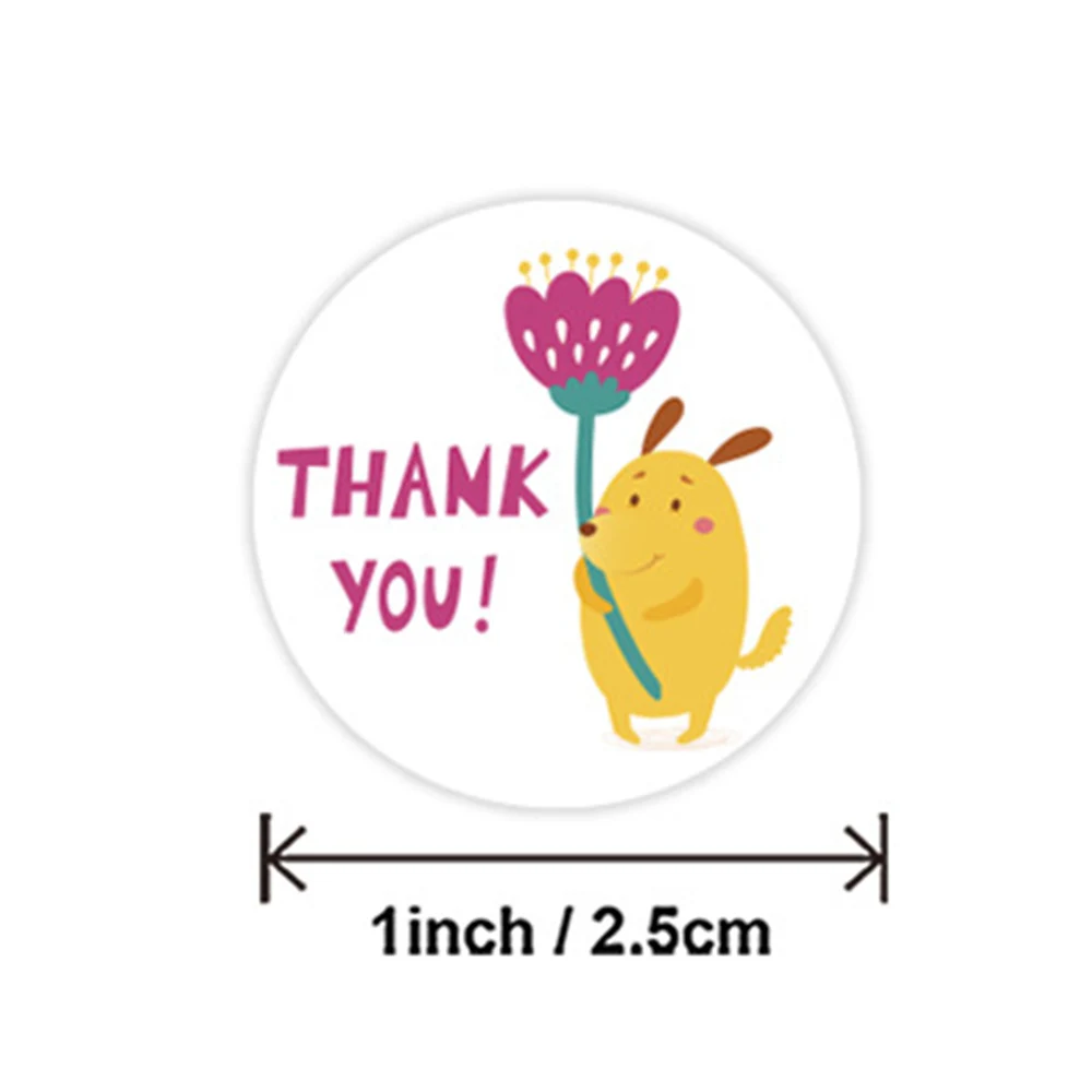 100-500PCS Cute Flowers Thank You Label Stickers For Gift Card Package Party Wedding Holiday Wrapping Baking Seal Label