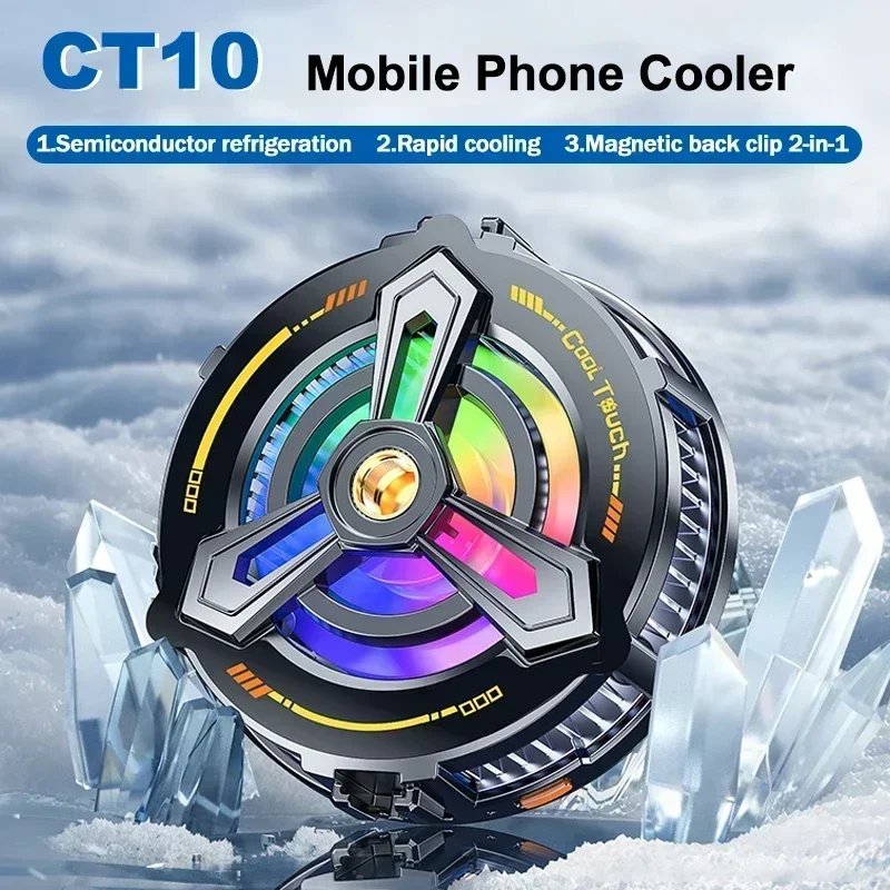 

CT10 Cell Phone Magnetic/ Back-clip 2 in 1 Semiconductor Freeze Cooling Radiator for IOS Android Live Streaming PUBG Game Cooler