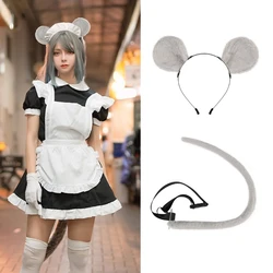 2Pieces Mouse Cat Wolf Tail Ears Headband Set Halloween Christmas Fancy-Party Costume Toy Gift for Woman Men Cosplay