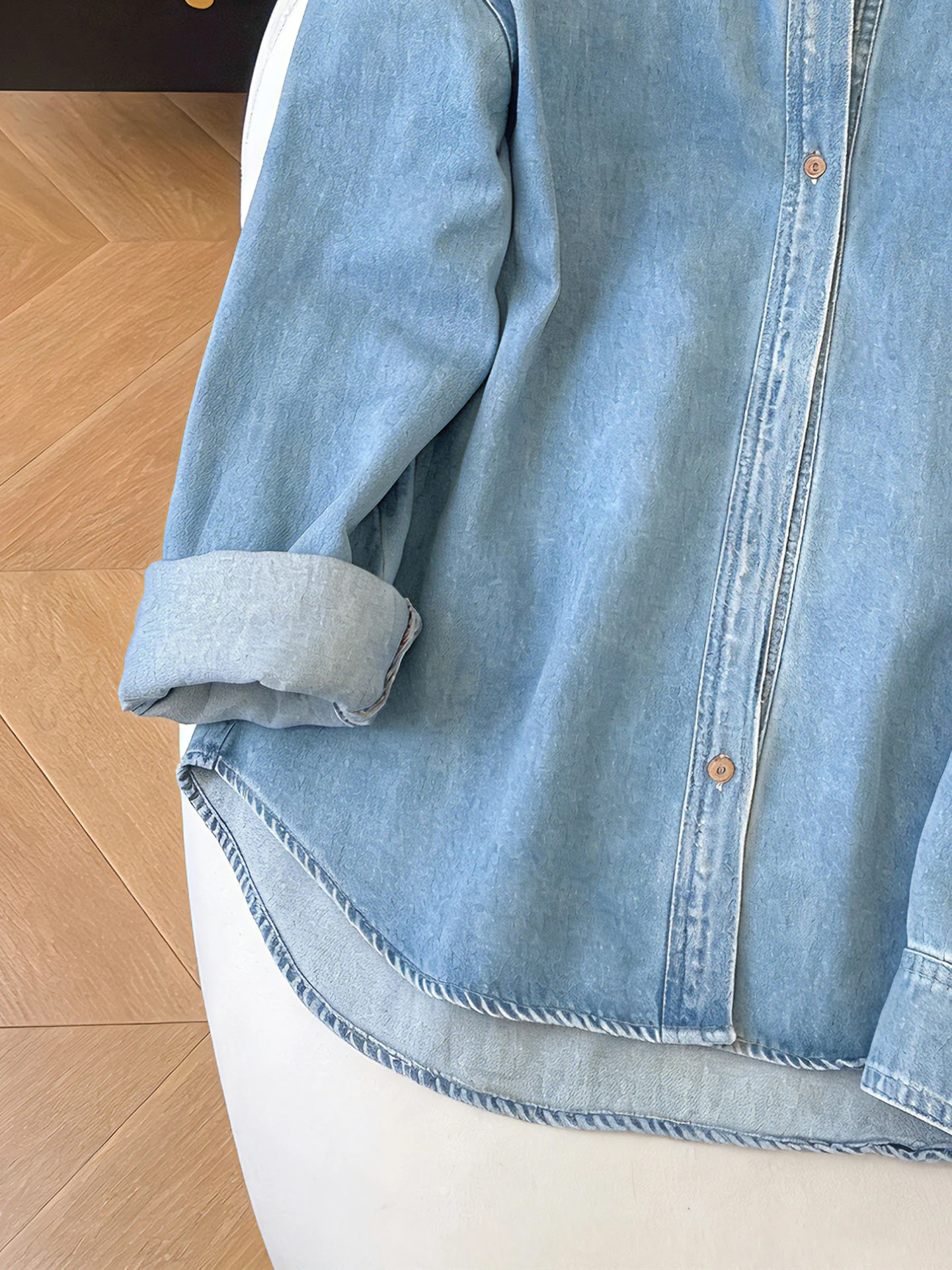 Rétro Waed brodé coupe ample décontracté Denim irt pour les femmes printemps automne Faion minceur col rabattu haut à la mode