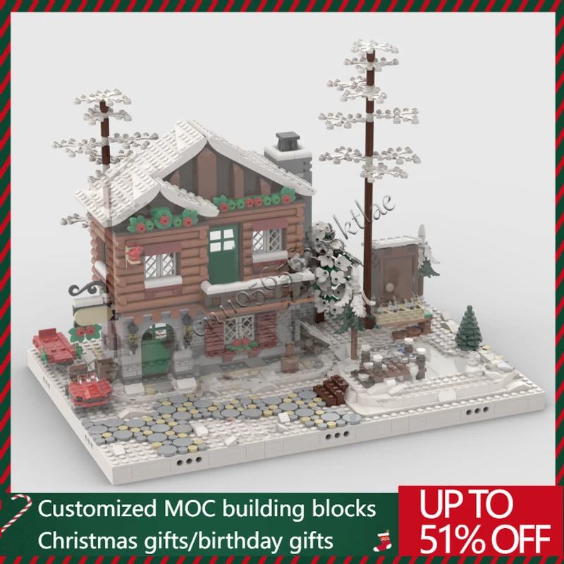 

New 610 PCS MOC Christmas Series Winter Cottage Model Building Blocks Bricks Creative Assembly Educational Toys Surprise Gifts