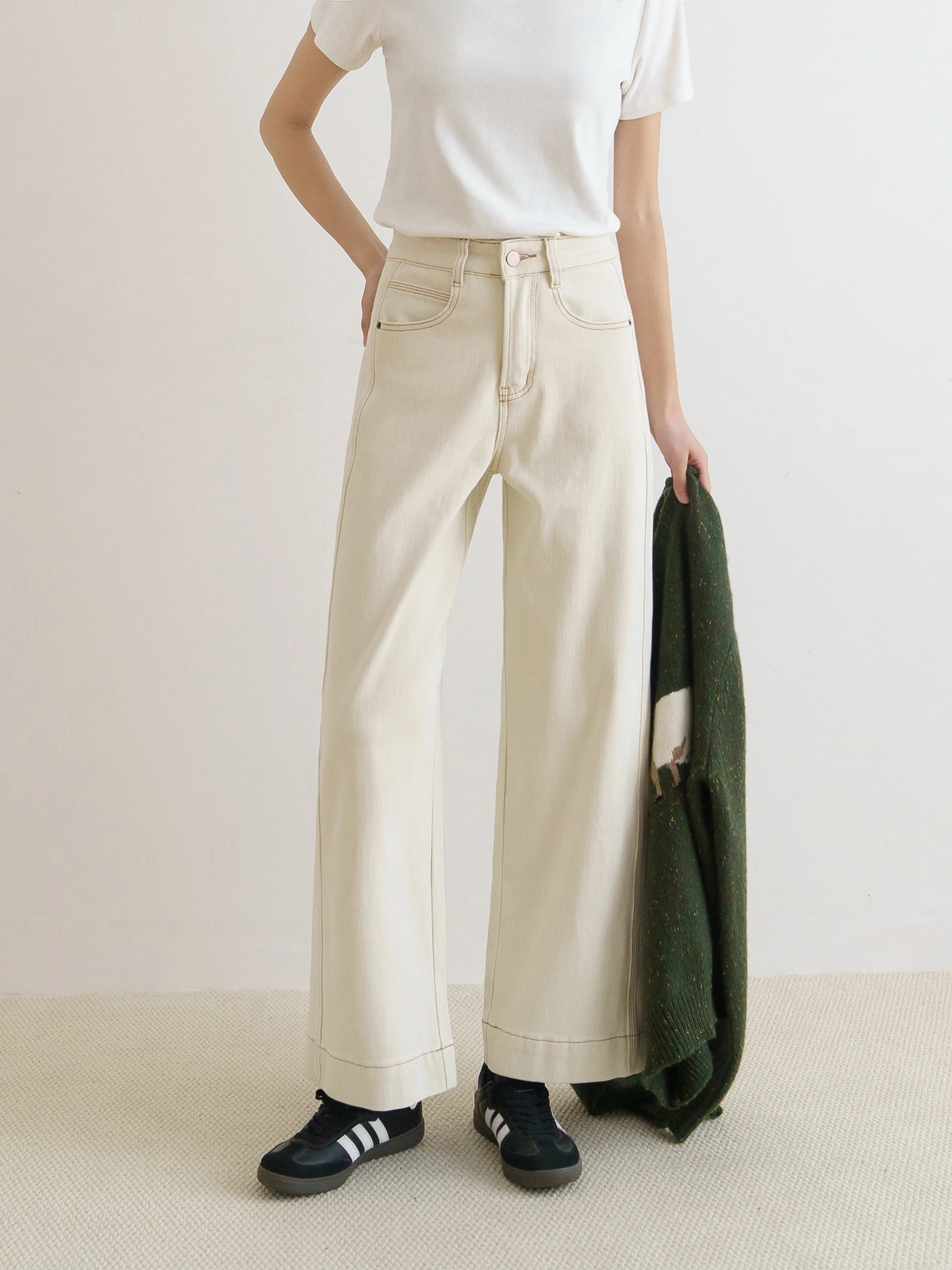 

Свободные прямые джинсы с высокой талией, женские осенне-зимние эластичные джинсовые брюки небольшого размера, повседневные хлопковые брюки на молнии