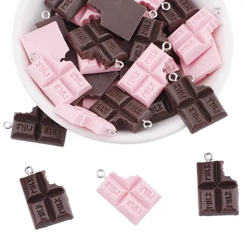 10pcs Resin Chocolate Charm Dessert Food Charms for Necklace Bracelet Earring Diy Jewelry Making Accessories Keychain Findings