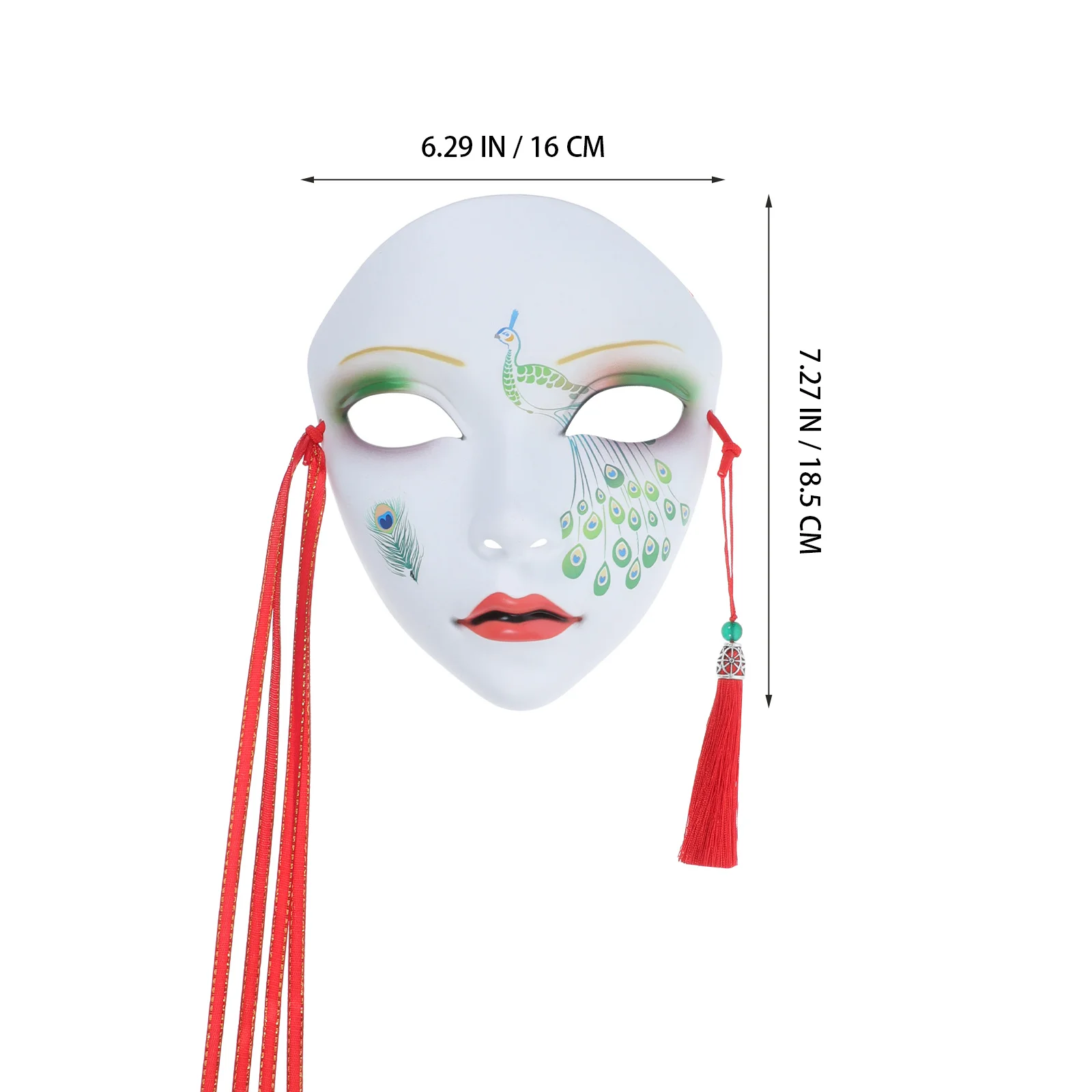 

Hand Painted Full Face Chinese Style Mask Tassel Party Decorative Masquerade Cosplay Halloween Accessory Masquerade Mask