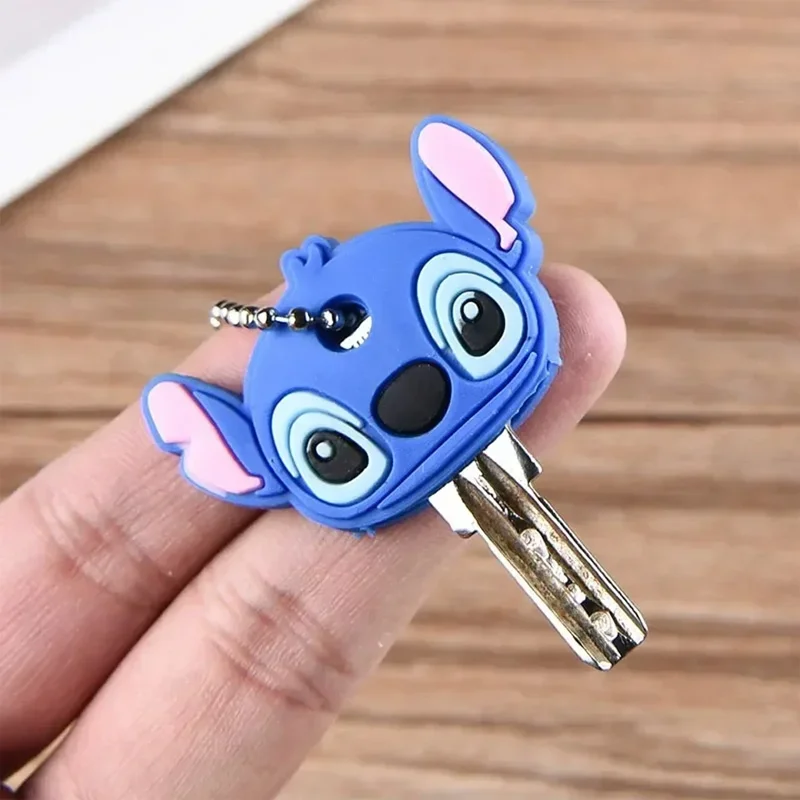 

10 Pcs Disney Stitch Key Protective Caps Anime Lilo & Stitch Cartoon Modeling Silicone Key Cover Portable Keychain Holder