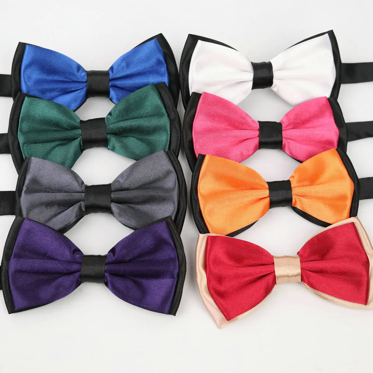 Fashion Simulated Silk Polyester Bow Ties For Men Women Shirt Collar Bowknot Double Layered Solid Brown Bowtie Wedding Neckwear