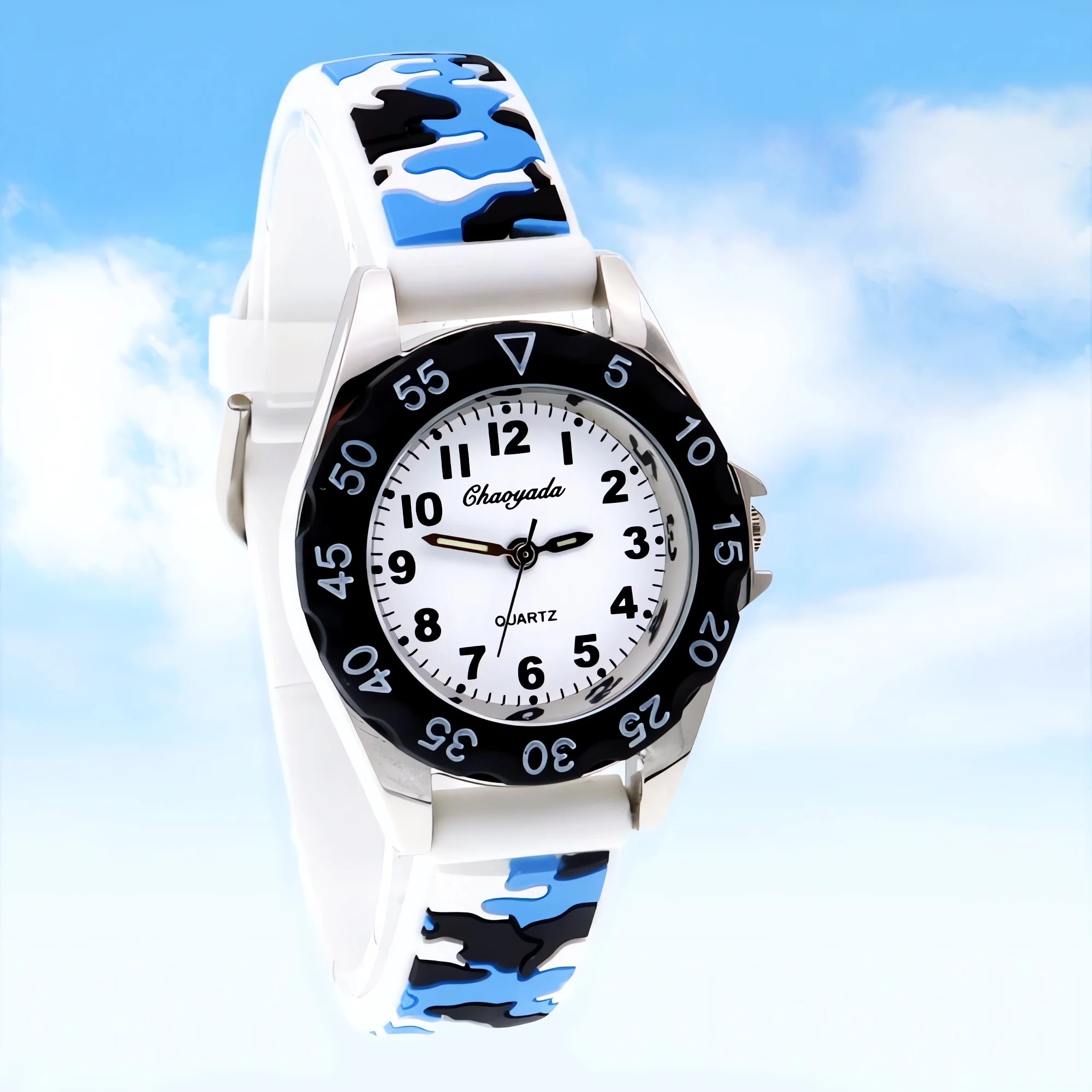 Chaoyada Kids Camouflage Strap Quartz Watches - Cool Military Silicone Wristwatches for Boys Girls Students Holiday Gift