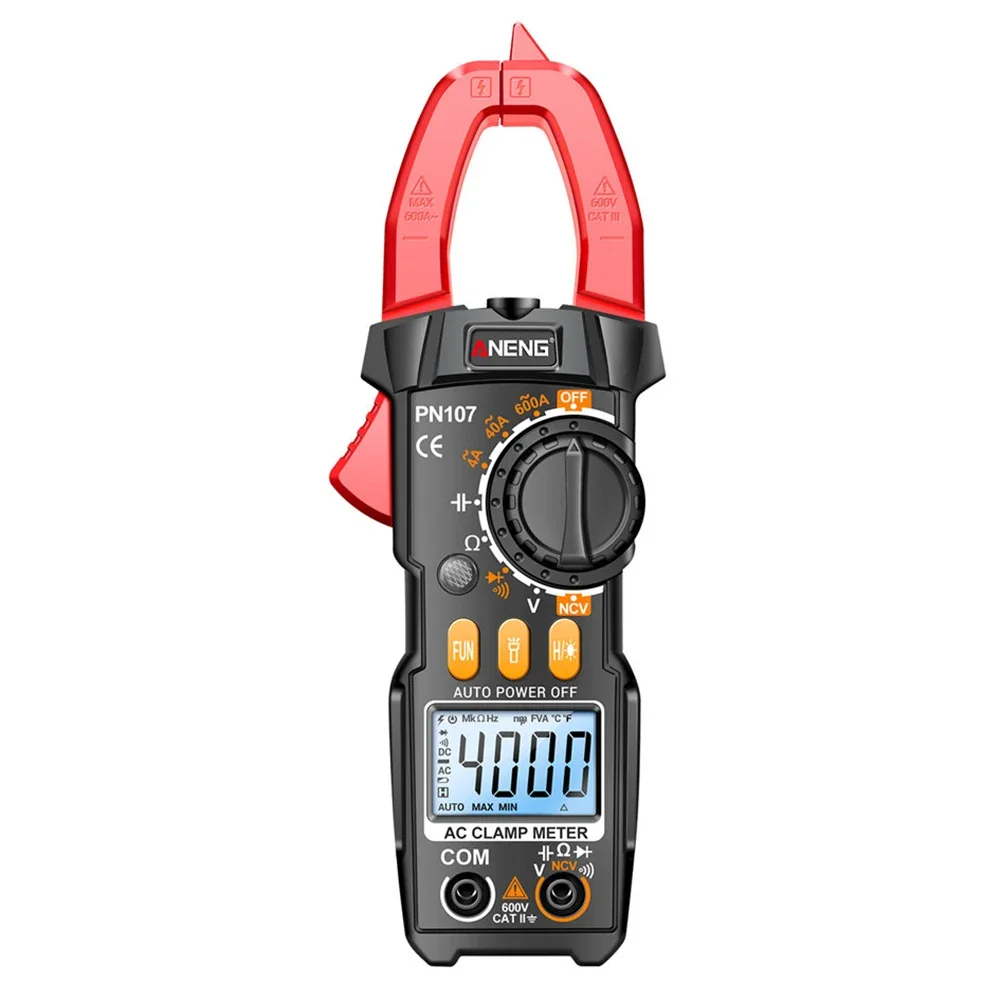 Digital Clamp Meter Intelligent Multimeter 4000 Counts Voltage Resistance Meter LCD Screen Data Hold Flashlight Electrical Tools