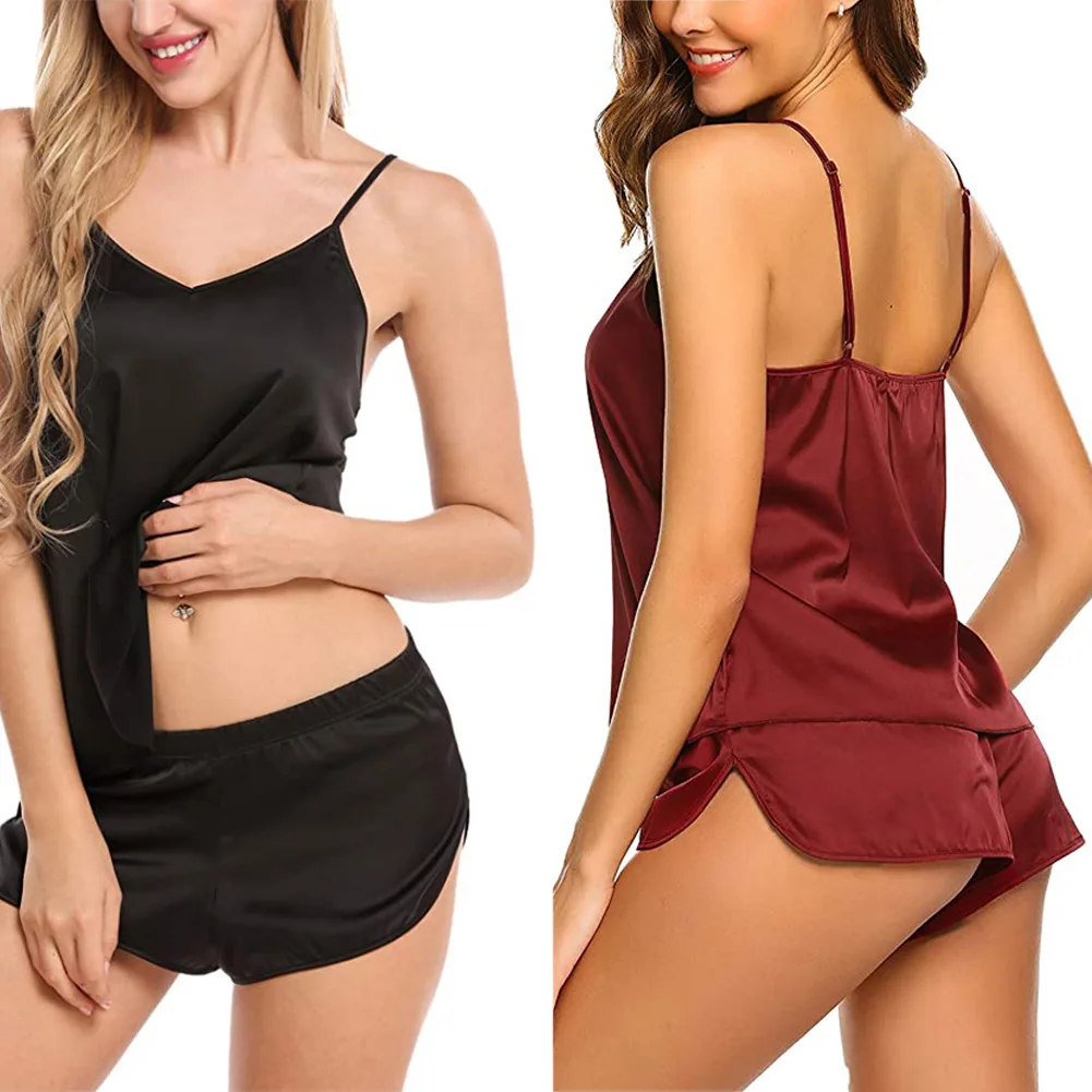 Women Sexy Sleepwear Wearable Ladies Cotton Colour Spun Yarn Short Sleeve Pants Homewear Suit Summer Casual Fashion Pajamas