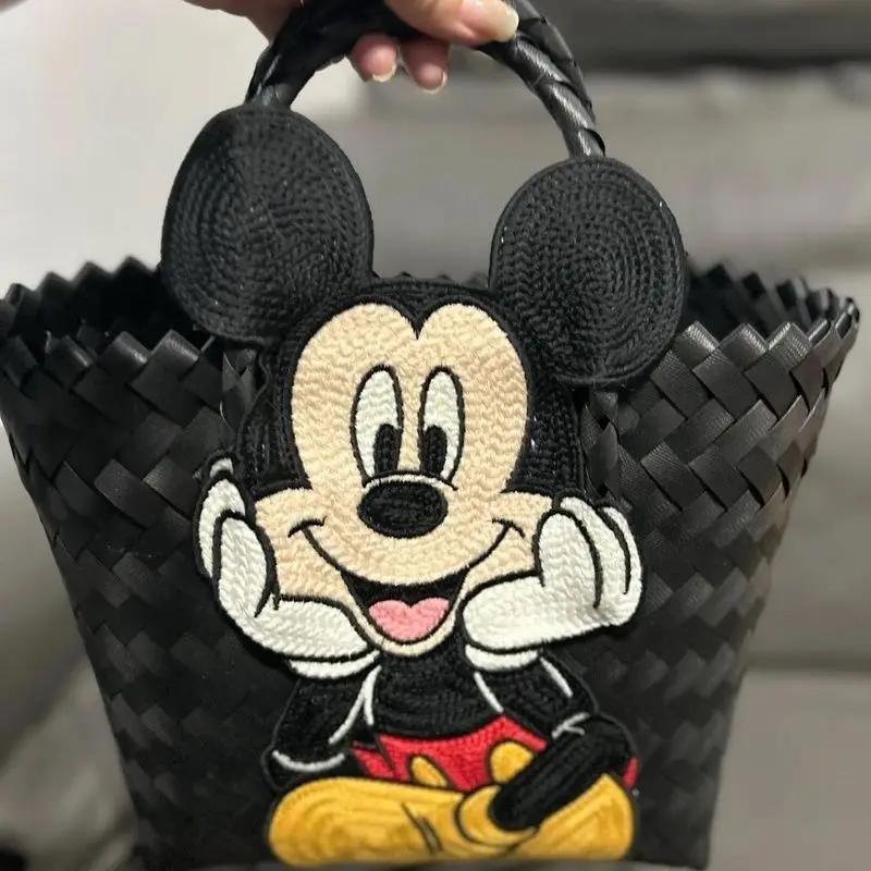 Summer Fashion Disney Mickey Mouse Beach Bag Cute Cartoon Hello Kitty Woven Bags Sports Outgoing Portable Bag Women For Handbag