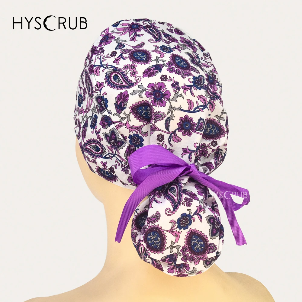 Cabelo longo rabo de cavalo esfrega boné feminino médico enfermeira cabeça boné para rabo de cavalo médico esfrega chapéu