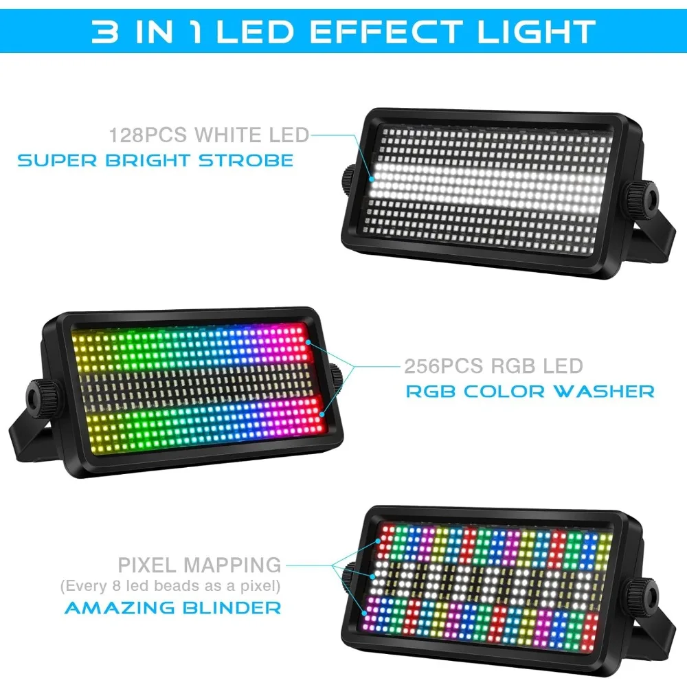 LED Stage Strobe Effect Lights - 120W RGBW DJ Light with 48 Zones Chasing by DMX Control Sound Activated Auto Play Wall Washer