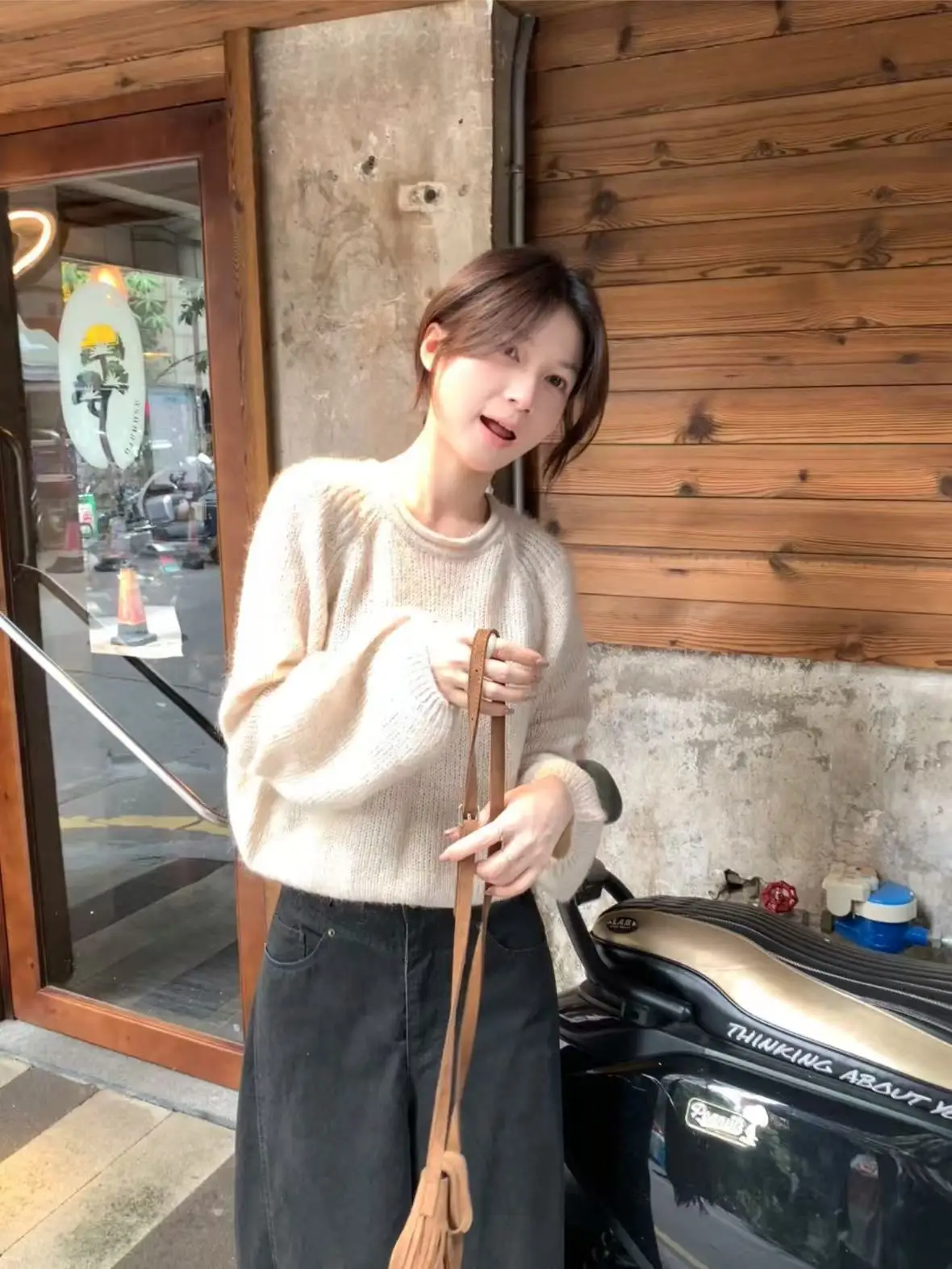 韓国 Sle レイジー ラウンド ネットニット セーター レディース ルーズ アウター トップス トレンド 秋冬 新デザイン カジュアル 快適