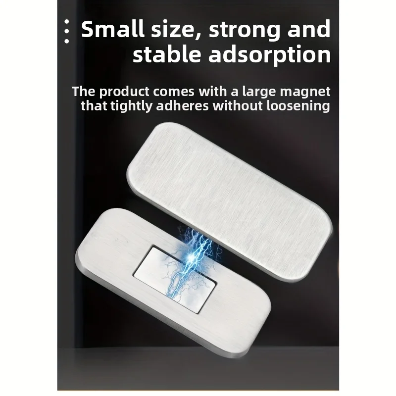 Stainless Steel Magnetic Cabinet Door Catch, No‑Drill with Double‑Sided Adhesive for Kitchen Cabinet, Wardrobe & D