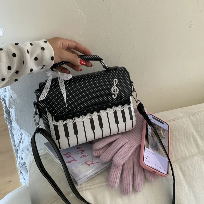Piano Print Square Bag 2025 - European Color-Block Crossbody, Versatile Artistic Shoulder Purse for Women