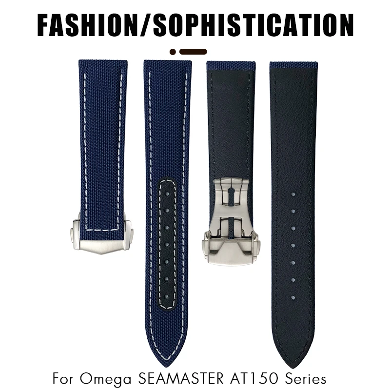 19mm 20mm 21mm 22mm Nylon Watchband Fit for Omega Seamaster 300 AT150 Speedmaster Longines Seiko Hamilton Fabric Leather Strap