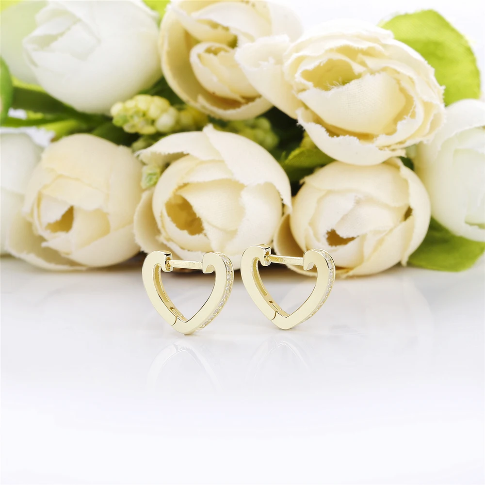 SHADOWHUNTERS 100% ريال 925 فضة شكل قلب هوب أقراط الزركون للنساء مجوهرات رومانسية هدية 925 ثقب الفضة #4