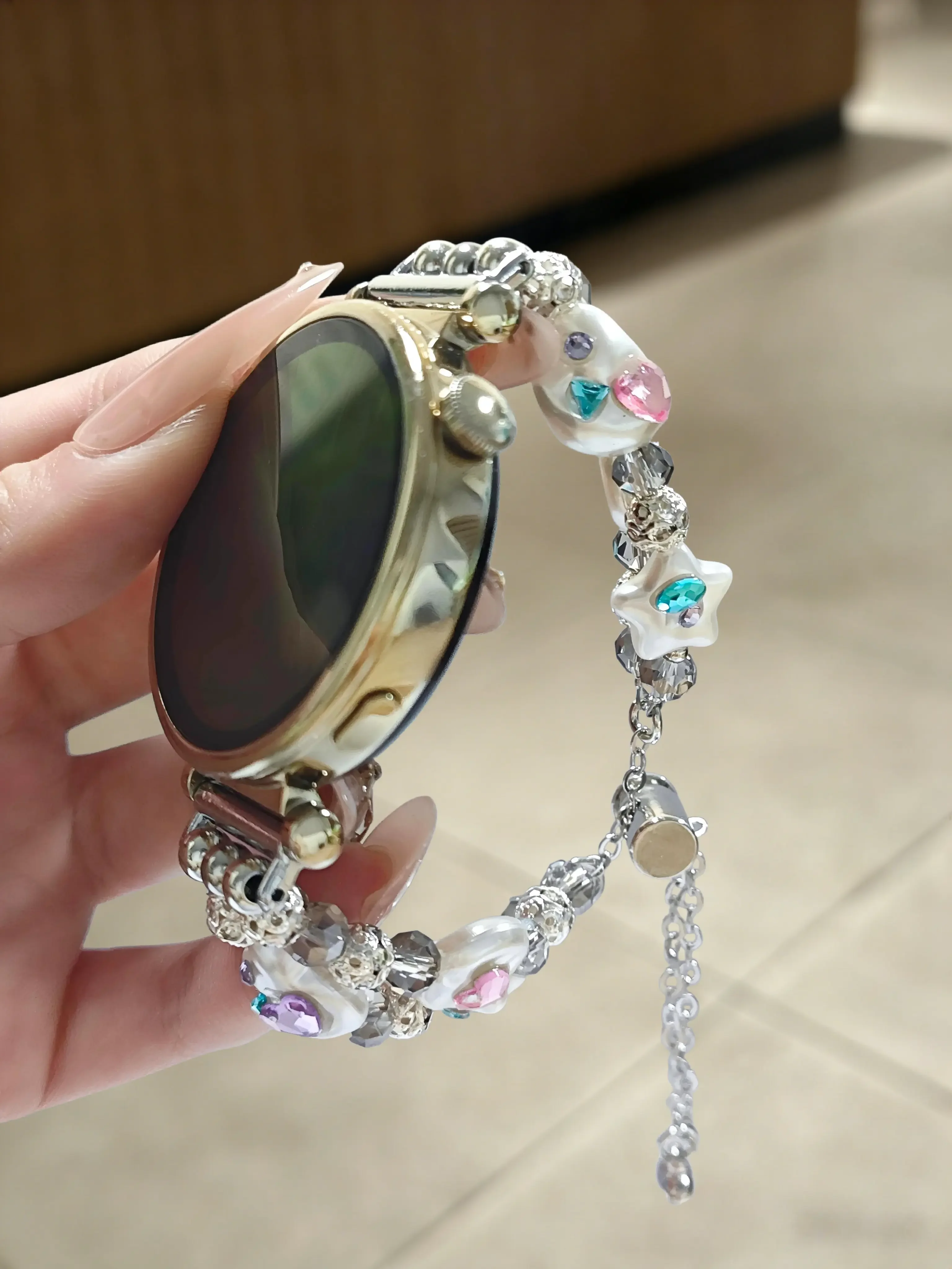 

Модный ремешок для часов с бриллиантами и бусинами, подходит для Huawei GT5/GT5 Pro/GT4/GT2/3/4, 22 мм/20 мм/18 мм