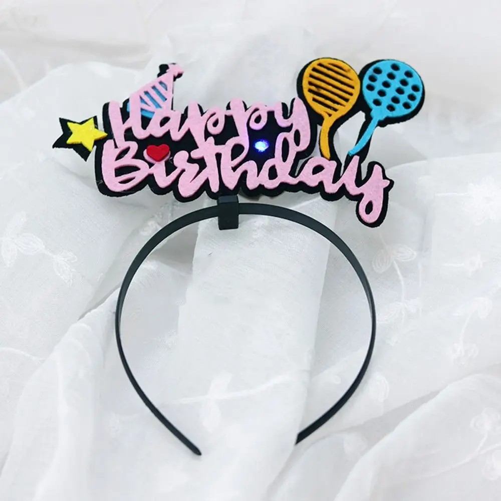 

Stars Letter Wings Birthday Party Headbands Crown Luminous Hair Hoop Happy Birthday Headbands LED Light Headdress