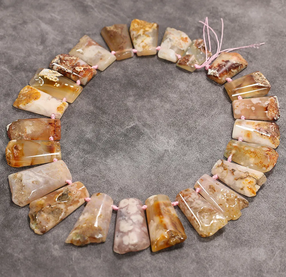 APDGG Top Drilled Yellow Jasper Agate Stone Slab Nugget Coated Gems Slice Loose Beads Jewelry Making DIY
