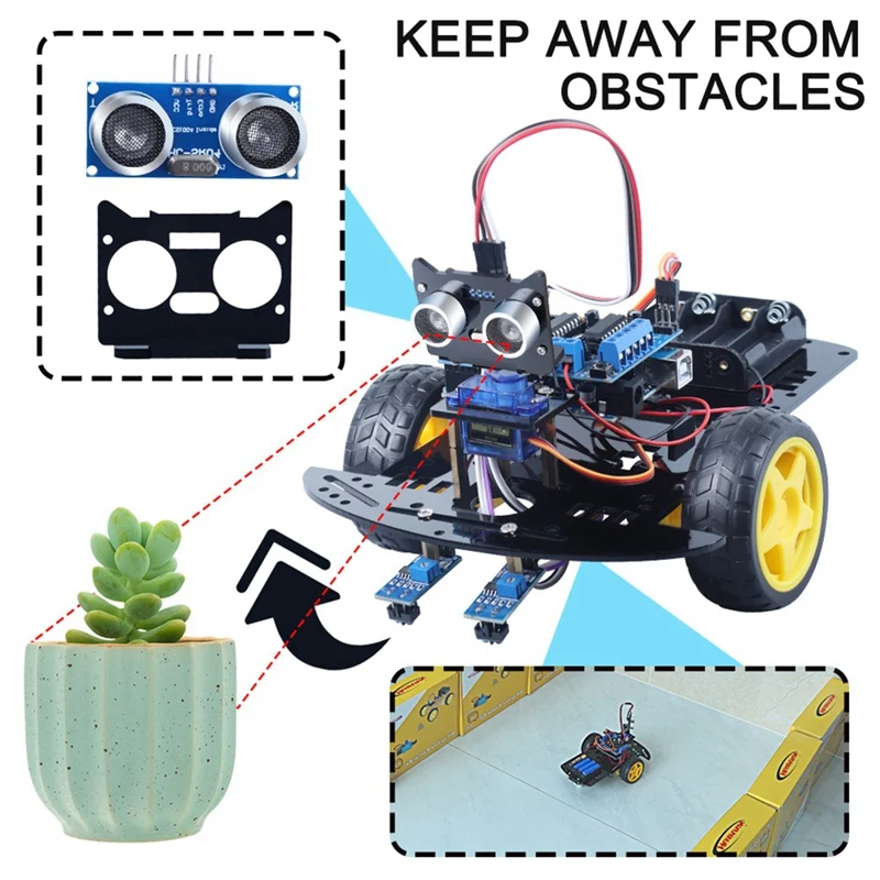 2WD Starter Robot Car Kits For Arduino Programming Project With Line-Tracking And Obstacle Avoidance Educational Kit