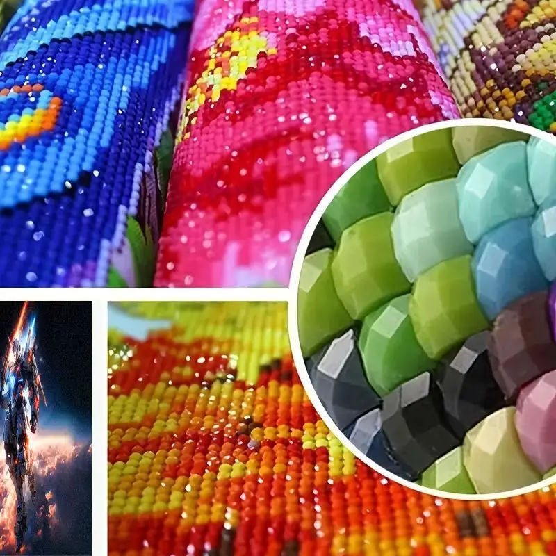 1 peça kit completo de pintura diamante 5d, design dinâmico de guerreiro robô mecha de ficção científica com elementos brilhantes, strass de cristal diy