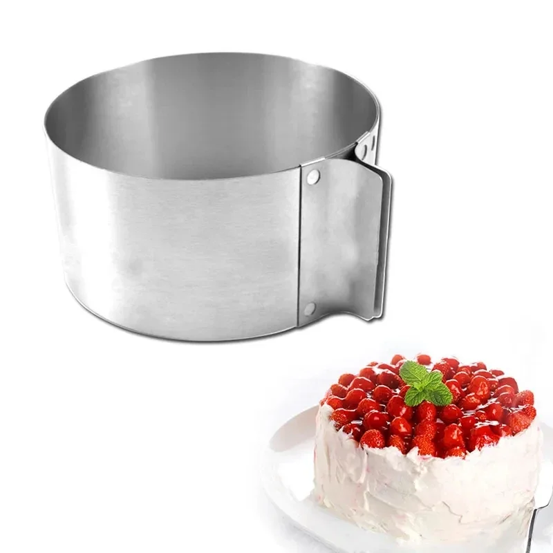 Holaroom 16-30cm Adjustable Cake Layered Slicer Stainless Steel Retractable Circular Mousse Ring Cut Tool Round Cake Cutter