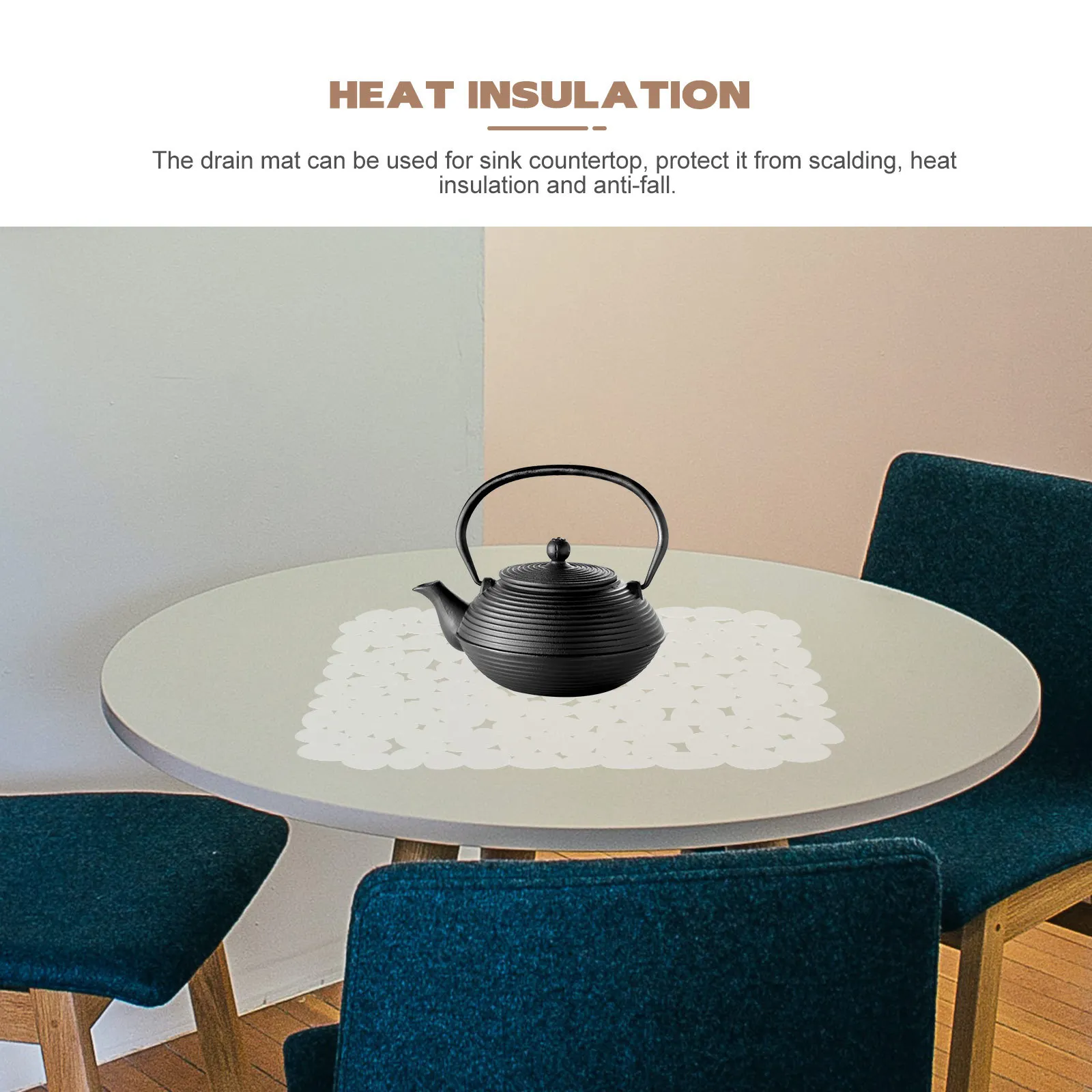 

2pcs Kitchen Sink Draining Mat Non-Slip Pvc Hollow Design For Bowl Chopsticks Countertop Protection Water Drying Mat Kitchen