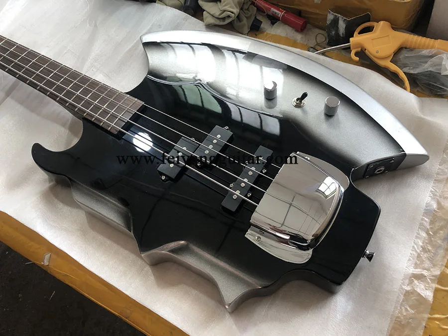 Electric Bass Guitar, Shaped Axe, 4 String,Rosewood Fingerboard, Chrome Hardware, High Quality Custom， Free Shipping