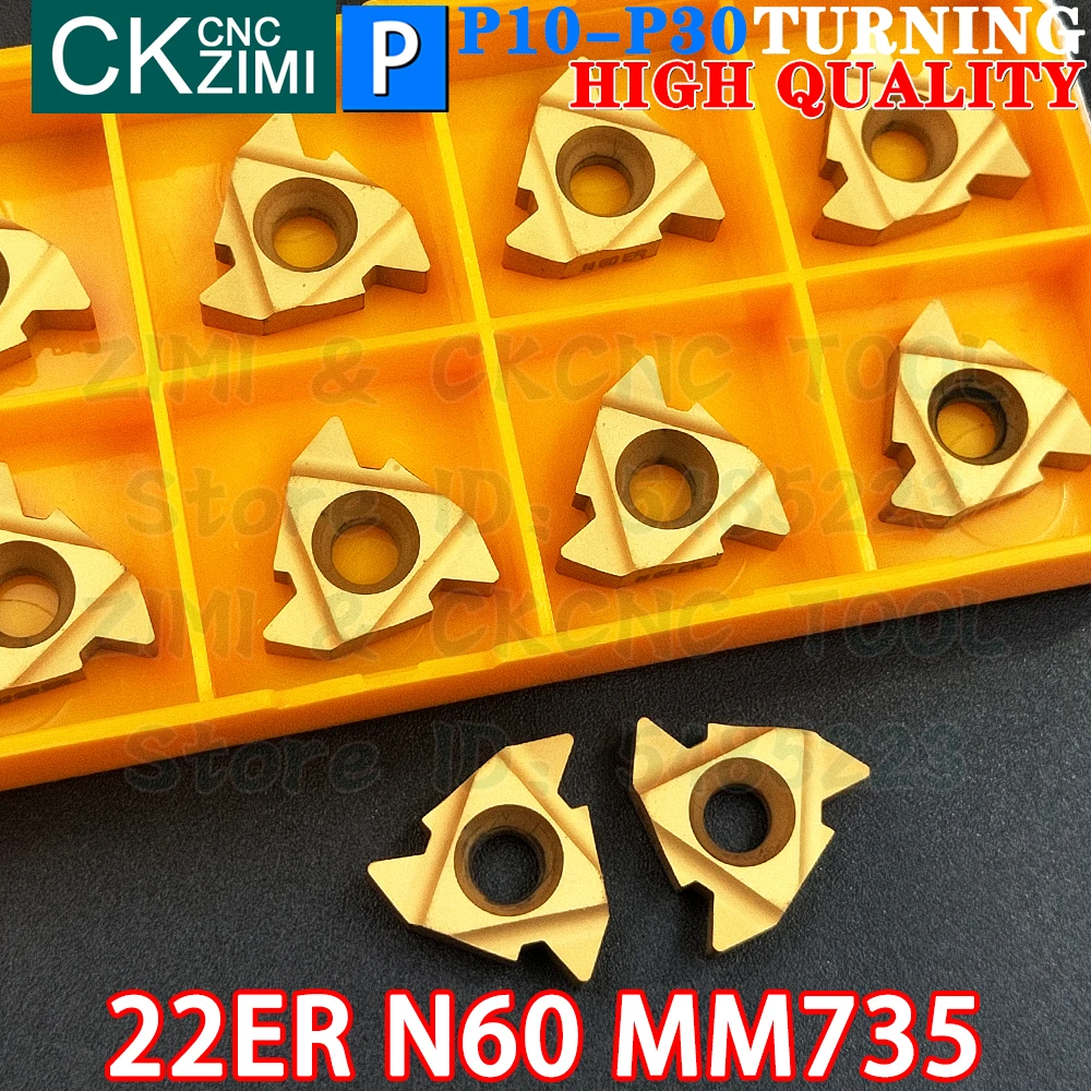 22ER N60 MM735 3.5-5.0 inserti in metallo duro Sinistra destra Inserti filettati filettatura esterna interna Utensili RT22.01W N60P MMT22ER N60 CNC Utensili per tornitura in metallo