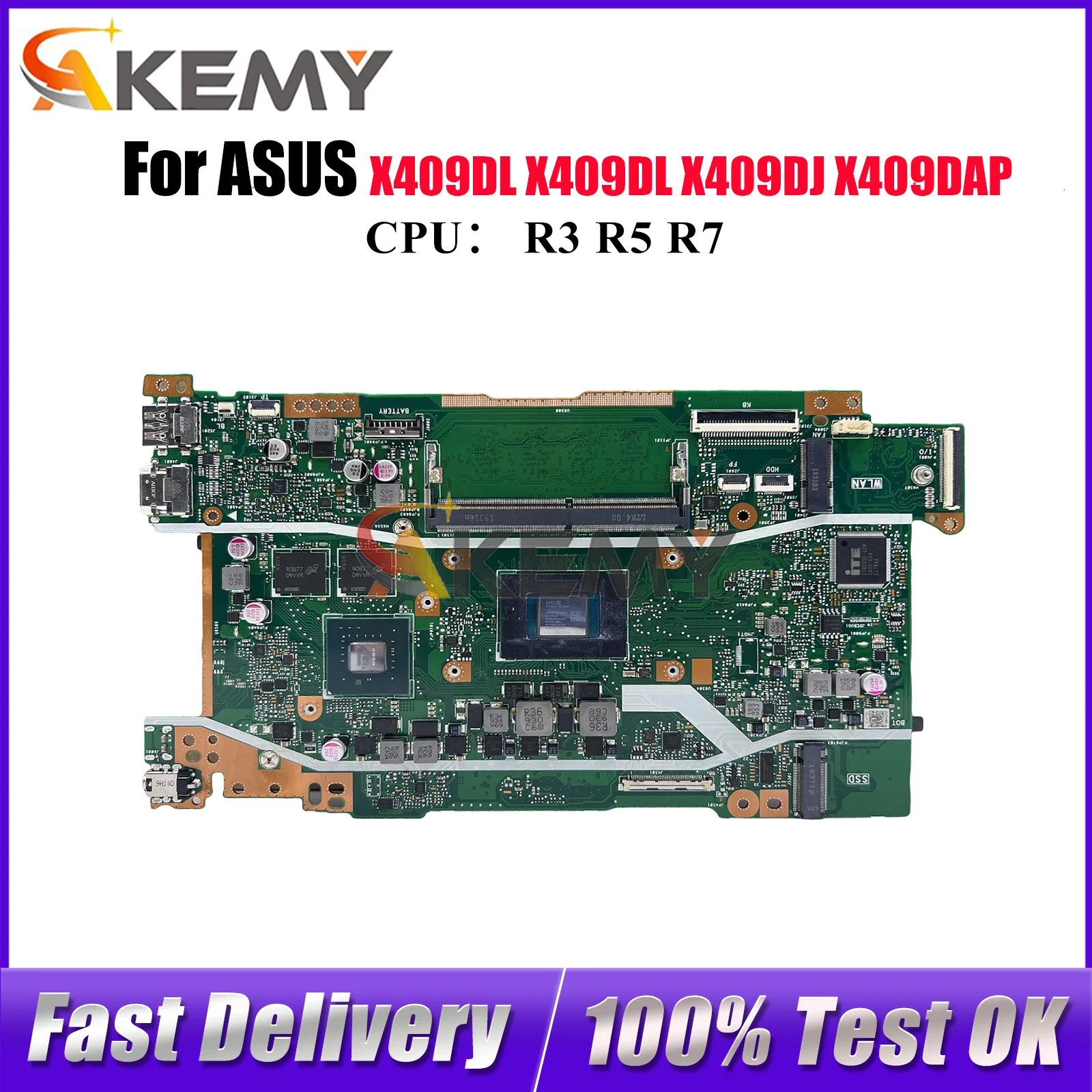 

X409DL Laptop Motherboard For ASUS X409DJ M409D FL8700DA X409D M509D D409D Y4200D X409DL X409DAP D509D Mainboard W/ R3 R5 R7 CPU