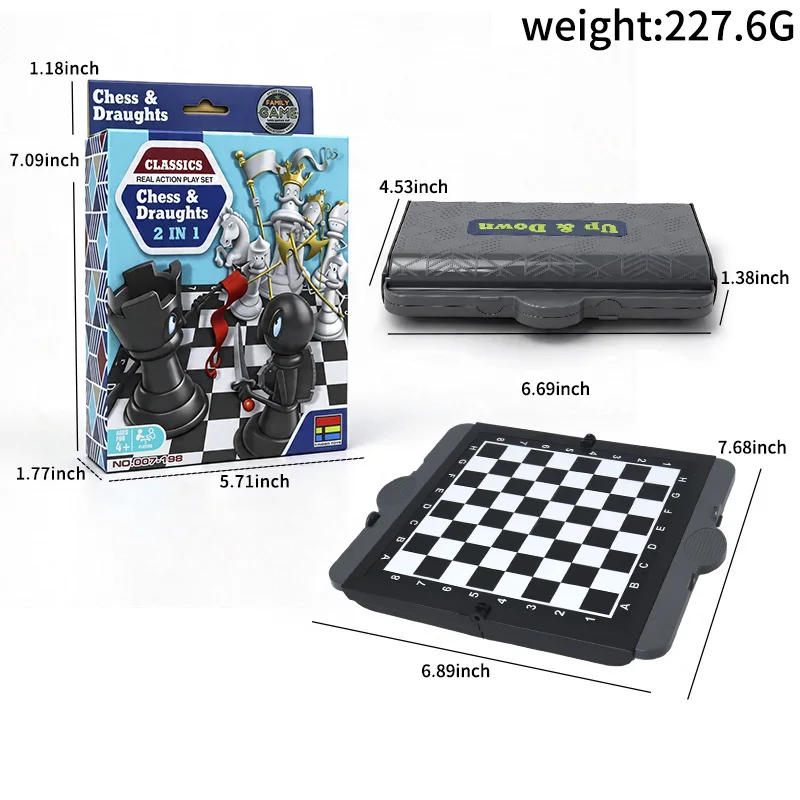 Folding Chess Set Portable Magnetic Travel Board Game Educational Learning Kids Tournament Standard Competition Size