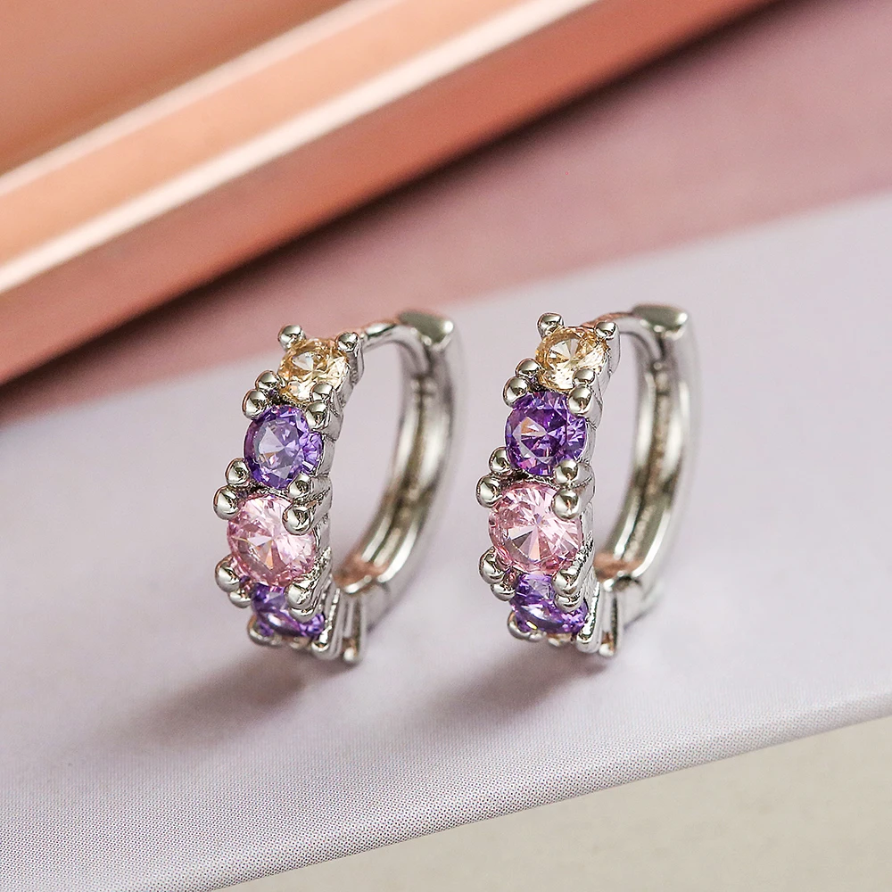 Glamorous BlingBling Cubic Zirconia Hoop Earrings For Women Girls,Exquisite OL Party Vacation Wedding  Jewelry