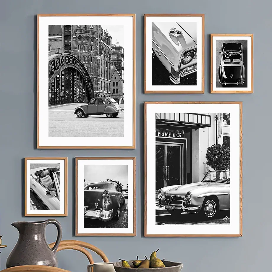 Black White Classic Vintage Car Paris City Towel Living Room Decor Posters And Prints Wall Art Canvas Painting Home Wall Picture