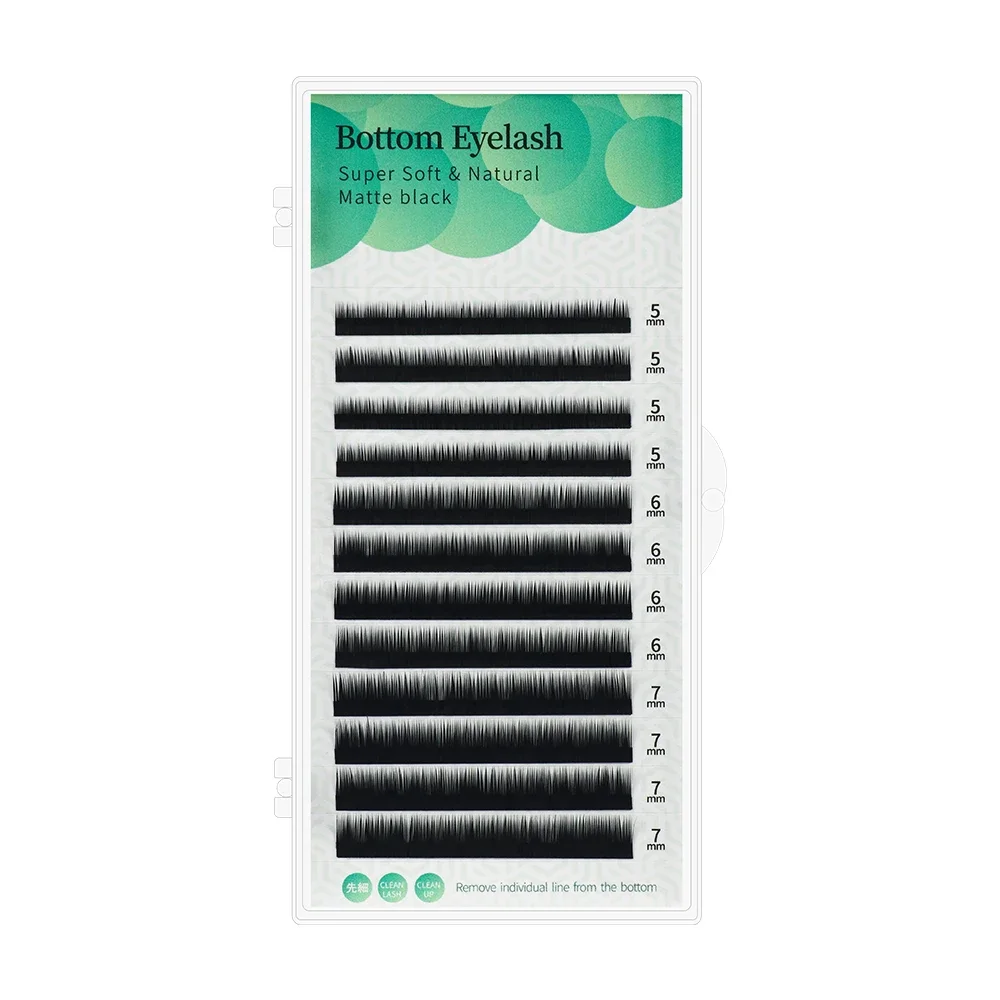 أسفل رمش ملحقات 12 صفوف/صينية مزيج 5-7 مللي متر السفلى كاذبة الفردية تحت لاش حليقة J/B/C ماكياج أداة مزود