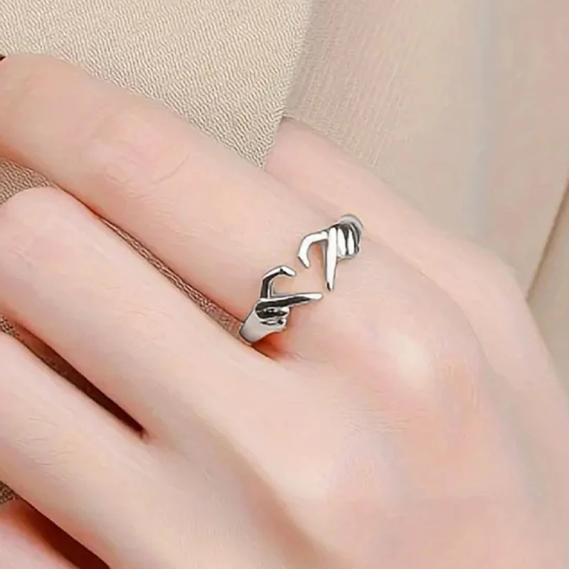 Huitan 925 Sterling Silver Heart Designed Rings for Women Always with You Engrave Words Accessories Eternal Love Wedding Jewelry