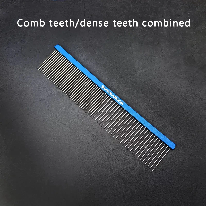 BAVURA  Pet Dematting Comb - Stainless Aluminum alloy Steel Pet Grooming Comb for Dogs and Cats Gently Removes Loose Undercoat,