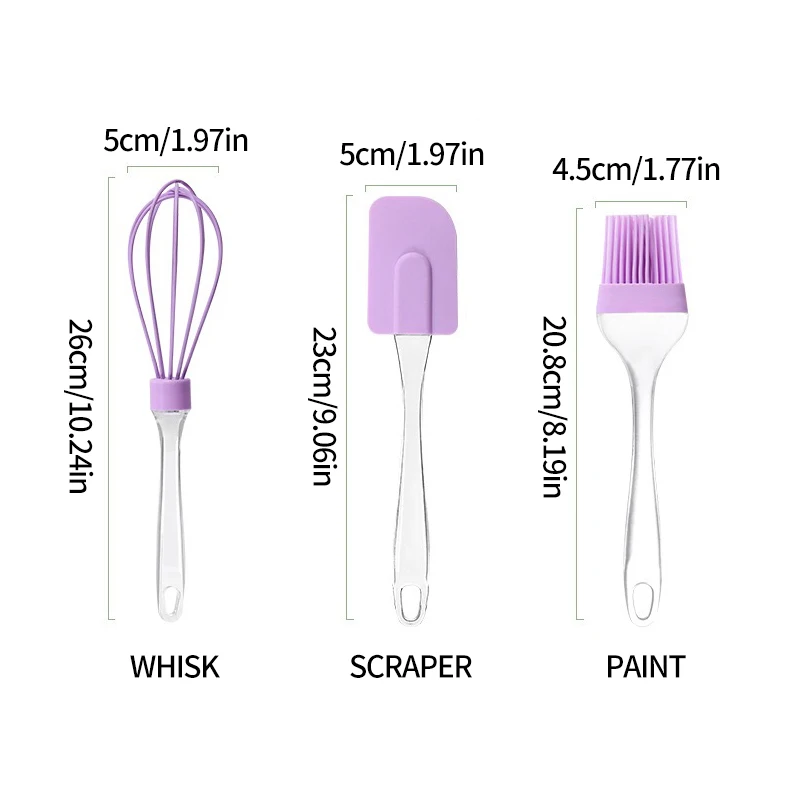 3Pcs Non-Stick Silicone Cream Scraper Bread Cake Butter Spatula Mixer Oil Brush With PP Handle Cake Spatula Kitchen Baking Tool