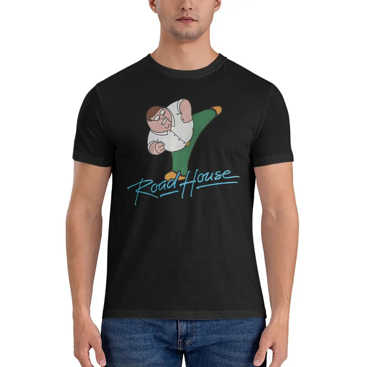 Camiseta Vintage de películas de acción americanas para hombre, camisa bonita de cuello redondo, 100% algodón, de manga corta, de Casa de carretera