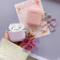 Silicone Case For Apple AirPods 4 3 Pro 2 1 Pro2 Cover Bluetooth Wireless Headset protect case With Butterfly pendant Soft Cover